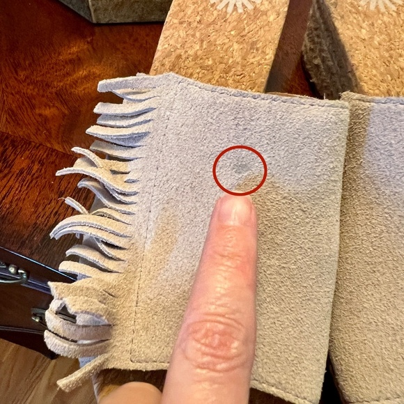 NWOB Women's UGG Danes Suede Fringe Wedge Sandals Shoes Tan Size US Size 8 - Picture 6 of 6